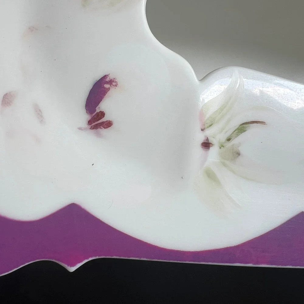Schwarz Bros Plastics Tissue Box Cover Purple Floral White MCM Glendale Vintage